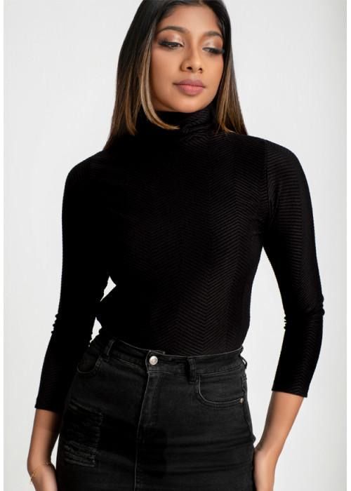 NOVA TURTLE NECK BLACK T SHIRT